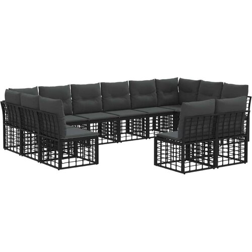  Set vanjskih sofa Crna i tamno siva Poliester - Crna i tamno siva bez stola Cene