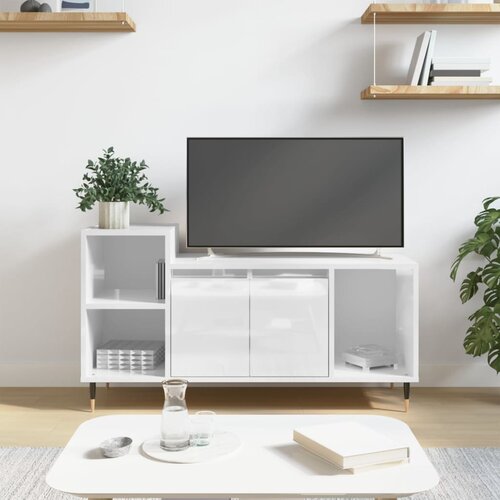  The Living Store TV omarica visok sijaj bela 100x35x55 cm inženirski les - TV Omarica, (21555418) Cene