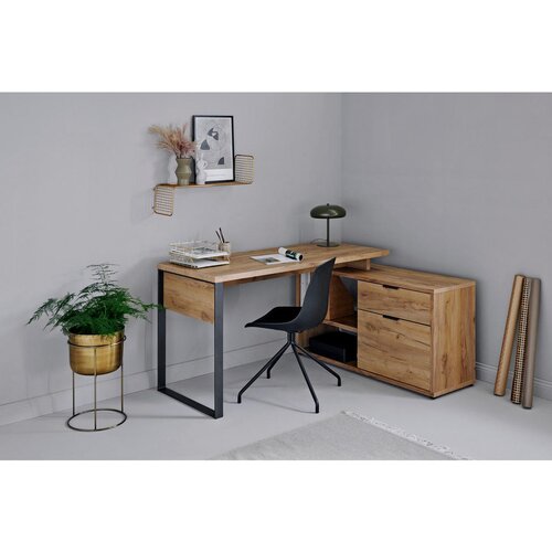 Livetastic KOTNA PISALNA MIZA kovina, leseni material antracit, barve hrasta Slike