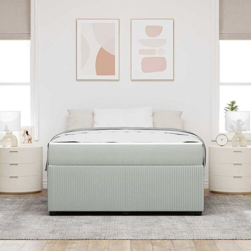  Krevetna konstrukcija Svijetlo siva 140 x 200 cm tkanina Svjetlosiva Slike