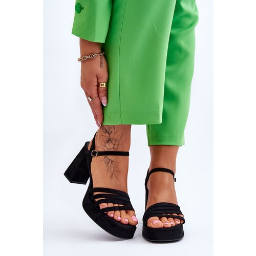 FB2 Women's Suede Platform Sandals Black Verda Cene
