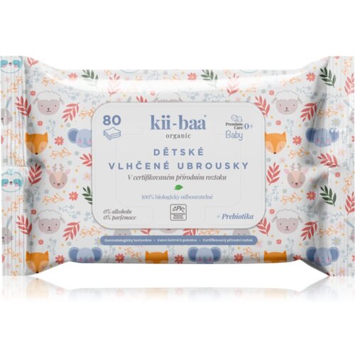 Kii-baa&amp;reg; organic Baby Premium Care vlažni robčki za otroke s prebiotiki 80 kos Slike