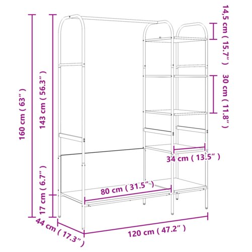 VidaXL Oprtnik za oblačila s policami Star Les 120x44x160 cm Les Slike