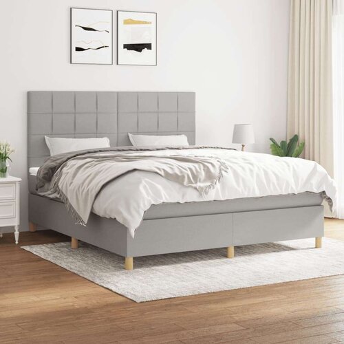  Box spring postelja z vzmetnico svetlo siva 180x200 cm blago, (20790510) Cene
