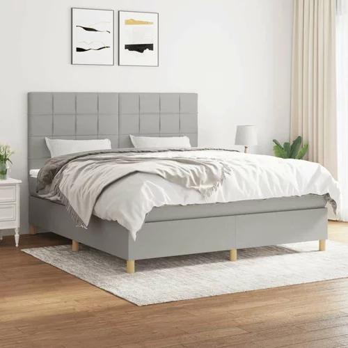  Box spring postelja z vzmetnico svetlo siva 180x200 cm blago, (20790510)