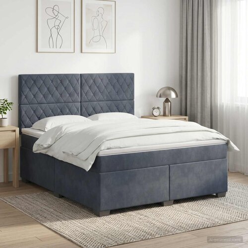  Boxspring krevet s madracem Tamnosiva 140 x 190 cm Baršun 190 x 144 x 140.5 cm Cene