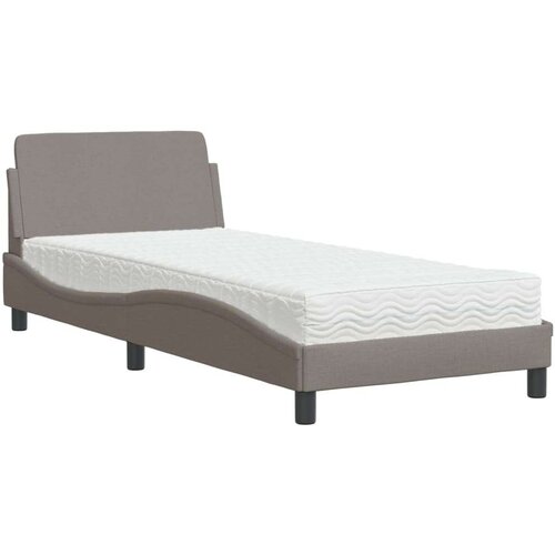  Krevet s madracem smeđesivi 90x190 cm od tkanine Slike