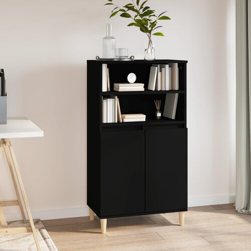 The Living Store Visoka omara Črna 60x36x110 cm inženirski les - Visoka Omarica, (21435715) Slike