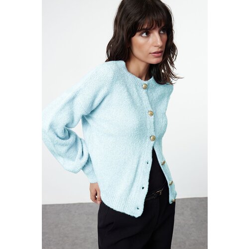 Trendyol Light Blue Boucle Knit Cardigan Slike