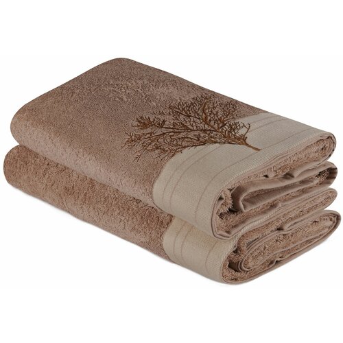 infinity - Light Brown Light Brown Cream Bath Towel Set (2 Pieces) Slike