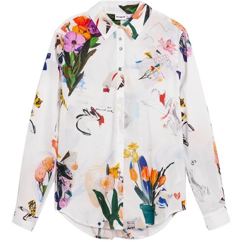 Desigual Bluza orhideja bijela / narančasta / crna / bijela Cene