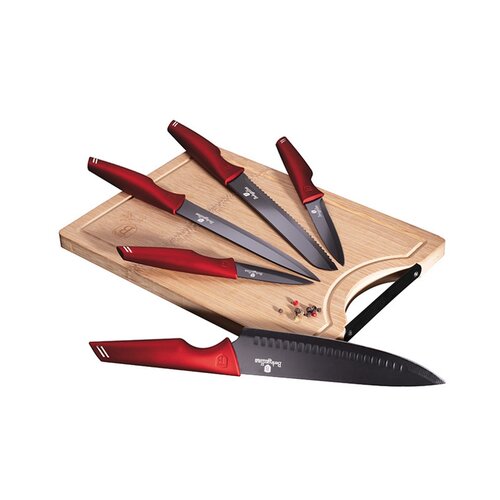 Berlinger Haus BH/2704 set nožev z rezalno desko, 6 kosov, metallic line burgundy edition Cene