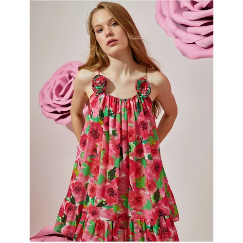 Koton Rachel Araz X - Floral Print Slim Straps Dress