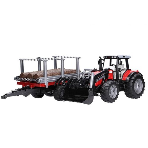 Bruder gozdarski traktor Massey Ferguson s prikolico in hlodi Cene