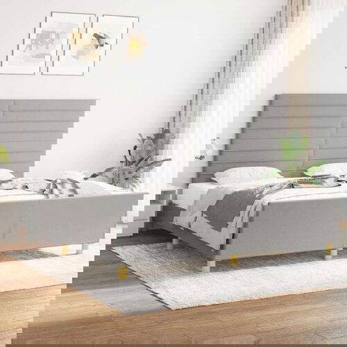  Okvir za krevet s uzglavljem svjetlosivi 180x200 cm od tkanine Slike