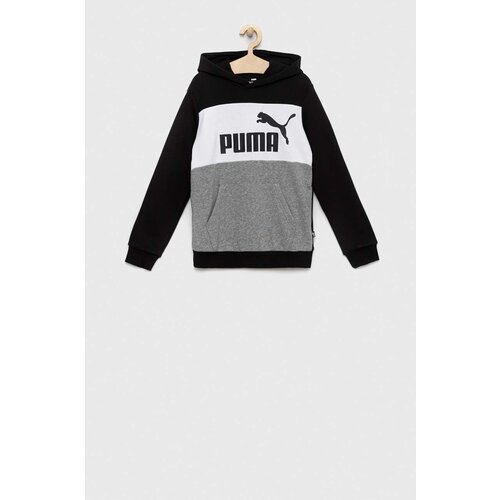 Puma Otro&amp;scaron;ki pulover ESS Colorblock Hoodie TR B črna barva, s kapuco Slike