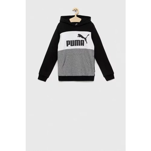 Puma Otroški pulover ESS Colorblock Hoodie TR B črna barva, s kapuco
