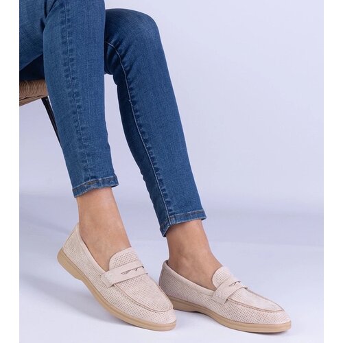 D/CEO marka niezdefiniowana Beige classic perforated loafers from eco-suede Argossa Cene