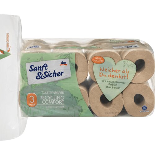 Sanft&Sicher reciklirani toaletni papir, 3-slojni 16 kom Slike