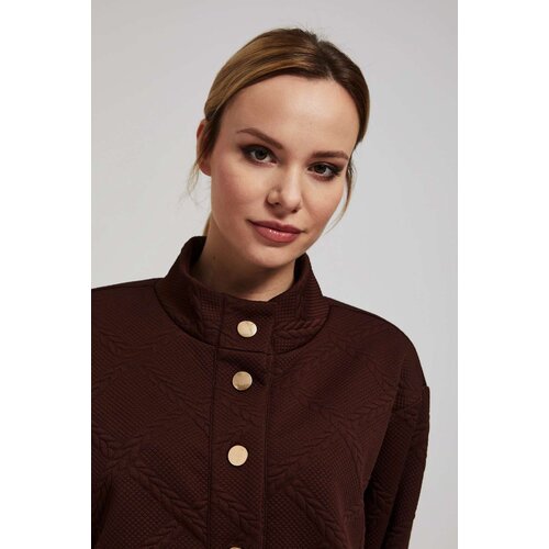 Marisse Brown Blouse With Decorative Buttons Slike