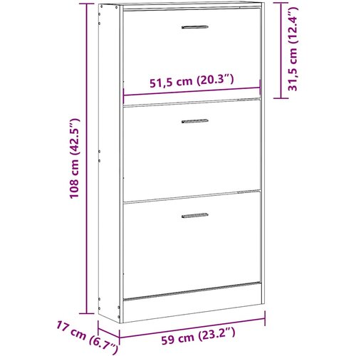  za cipele boja hrasta 59x17x108 cm konstruirano drvo Slike
