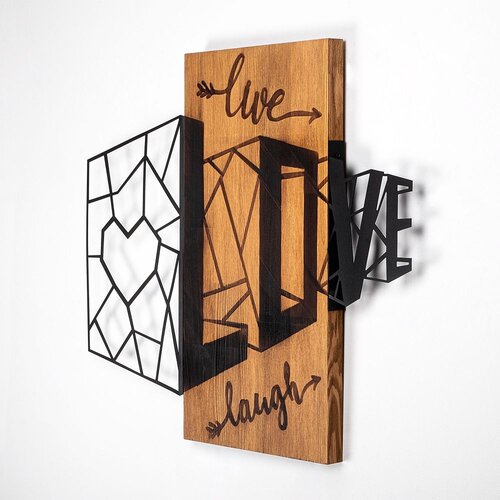 Wallity Zidna dekoracija Živi, voli se smije&scaron;i - 380, 58x68 cm, Crna Cijene