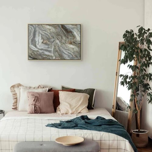  Slika - Stone abstractions &amp;ndash; marble structures in neutral shades 90x60 U prirodnom drvenom okviru Slike