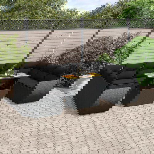 vidaXL 10-dijelni set vrtnih sofa s jastucima crni od poliratana Cijene