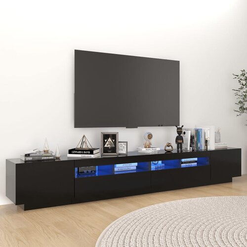 TV ormarić s LED svjetlima crni 260 x 35 x 40 cm Slike