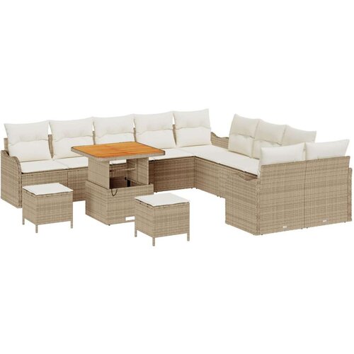  Set vrtnih sofa od 13 dijelova s jastučićima bež poly ratana acacia  dvosed vrtna sofa s jastučićima bež poly ratana  set za vrt Cijene
