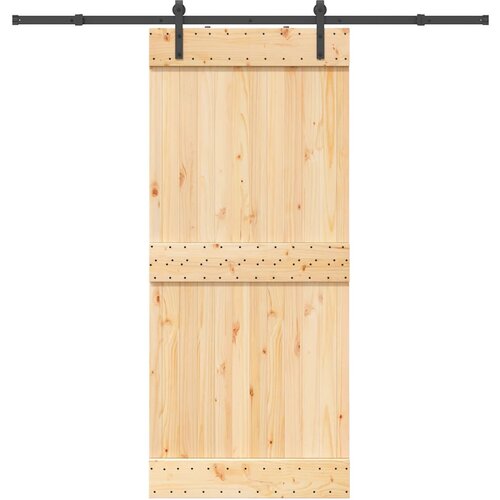 VidaXL Klizna vrata s priborom za montažu 90 x 210 cm masivna borovina Slike