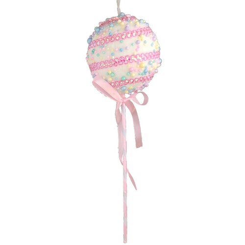  Novogodišnji ukras na stapiću roze 32x10cm Cene