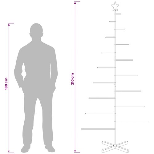  Metalno božićno drvce sa stalkom KUOPIO 210 cm Čelik Crna Slike