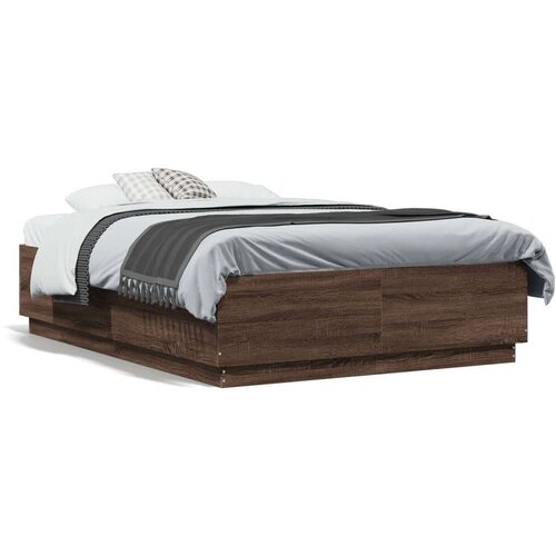  Okvir za krevet s LED svjetlima boja hrasta 140 x 190 cm drveni Slike