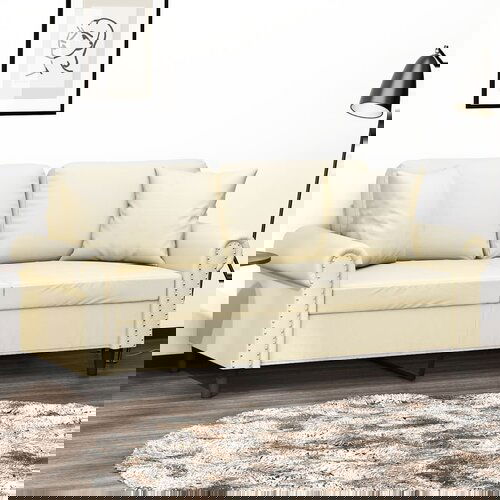 The Living Store Kavč dvosed z okrasnimi blazinami krem 140 cm umetno usnje - Kavč Dvosed, (21484218) Cene