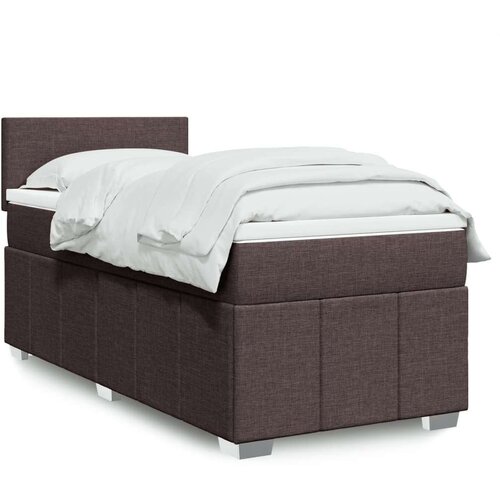  Box spring postelja z vzmetnico temno rjava 90x200 cm blago, (21304422) Cene