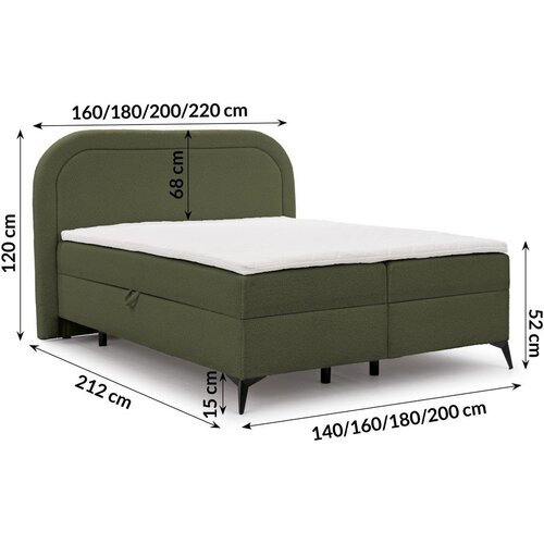 Ropez Zelena boxspring postelja s prostorom za shranjevanje 180x200 cm Ornes &amp;ndash; Slike