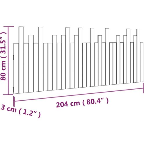  Zidno uzglavlje bijelo 204x3x80 cm od masivne borovine Slike