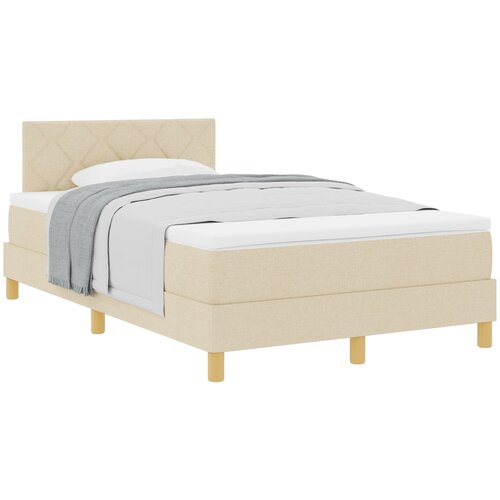 VidaXL Box Spring krevet s madracem Krem 120x200 cm Tkanina Slike