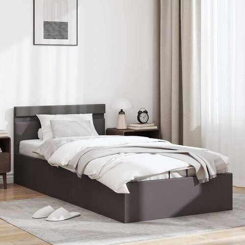  Hidraulični okvir za krevet od umjetne kože LED sivi 90x200 cm Slike