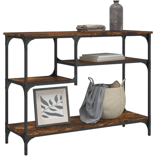  The Living Store Konzolna mizica s policami dimljeni hrast 100x35x75 cm - Konzolna Mizica, (21442396) Slike