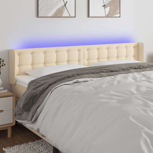  LED posteljno vzglavje krem 203x16x78/88 cm blago, (20933167) Slike