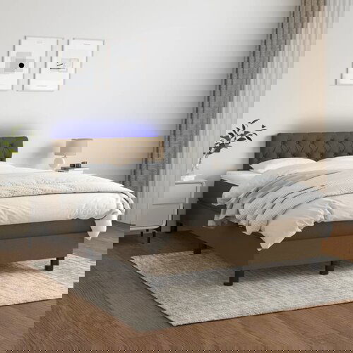 The Living Store Box spring postelja z vzmetnico LED tem. rjava 120x200 cm blago - Box Spring Postelja, (21518720) Cene