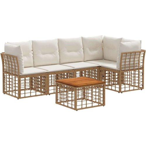  Set vanjskih sofa 6 pcs Prirodna i krema bijela Poliester - Prirodna sa stolom Cijene