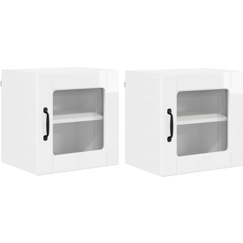  Zidni stakleni ormarić 2 pcs Visoki sjaj bijela 40 x 31 x 40 cm Slike