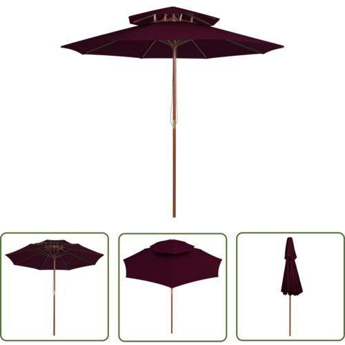  The Living Store Dvojni senčnik z lesenim drogom bordo rdeč 270 cm - Senčnik, (21742647) Slike