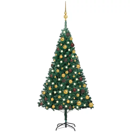 vidaXL umjetno božićno drvce s LED s kuglicama zeleno 120 cm PVC