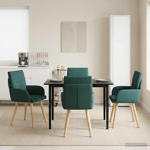 vidaXL Trpezarijske stolice 4 pcs Tkanina Tamnozelena 60 x 56 x 96 cm Cene
