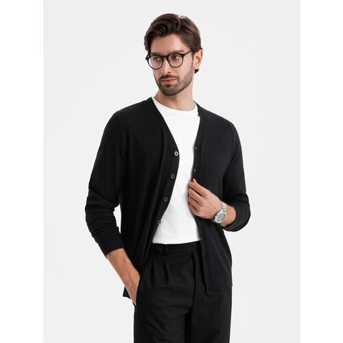 Ombre Men&amp;#039;s knitted sweater with structured dots - navy blue Slike