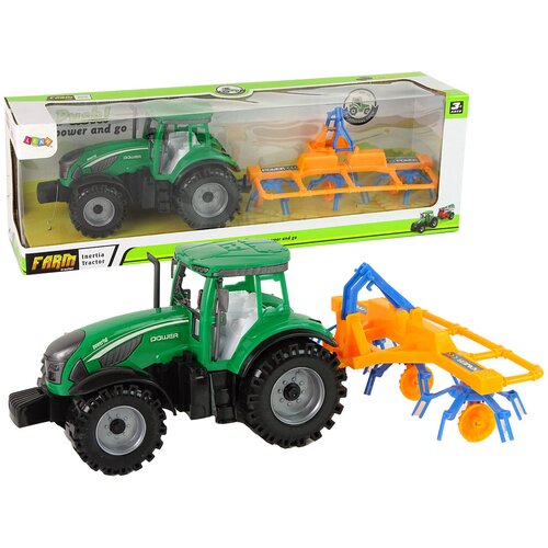  Zelen traktor z oranžno in modro grablje z drsnikom Cene